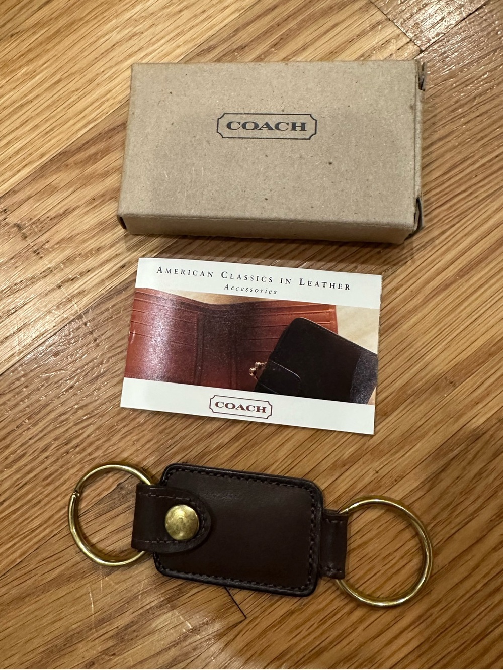 NEW Vintage Coach Valet Key Fob 7213 Mahogony Leather ORIGINAL PACKAGING